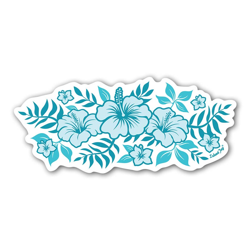Azul Hibiscus Sticker featuring tropical hibiscus flowers. UV rated to last.