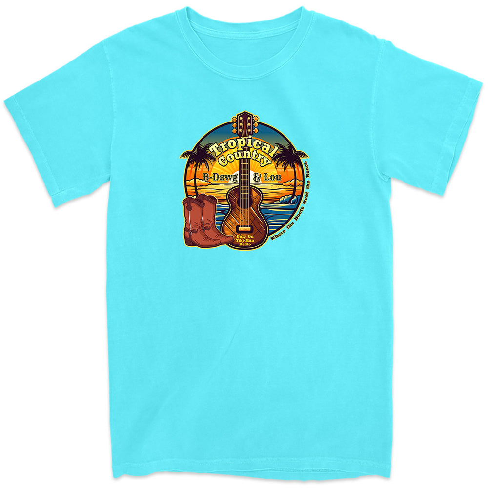 B Dawg & Lou Tropical Country T-Shirt Lagoon Blue