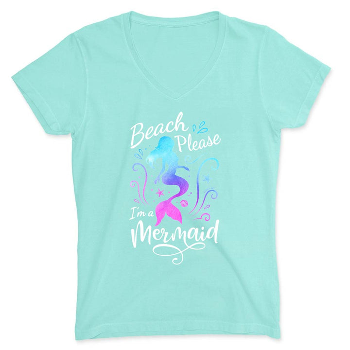 Light blue t-shirt with mermaid design and text on a white background