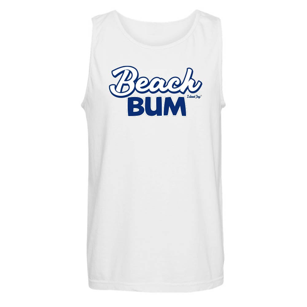 White tank top with 'Beach Bum' text.