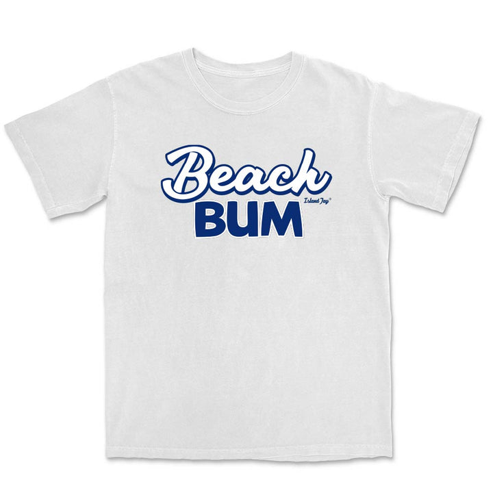 White T-shirt the the phrase "Beach Bum" on the front