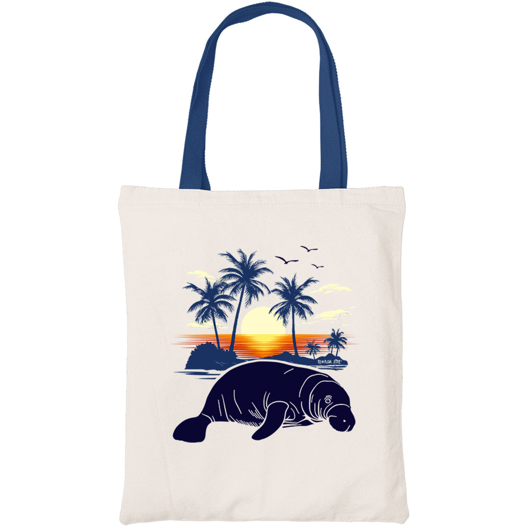 Florida Life Chillin Manatee Canvas Beach Tote Bag
