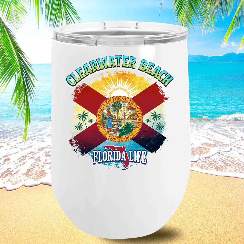 Clearwater Beach Florida State Flag 12oz Insulated Tumbler 