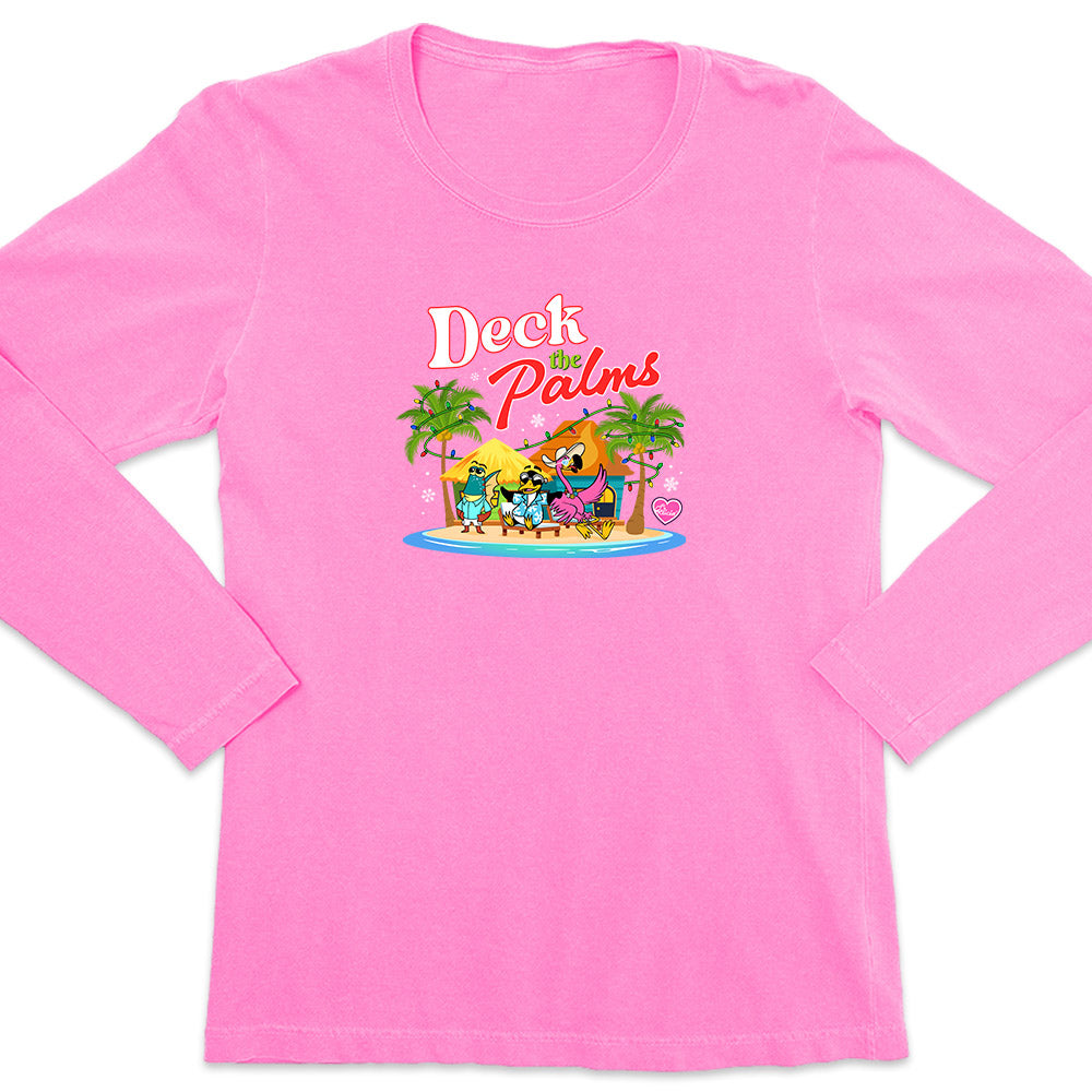 Women' Felicia The Flamingo's Deck the Palms Long Sleeve T-Shirt Raspberry