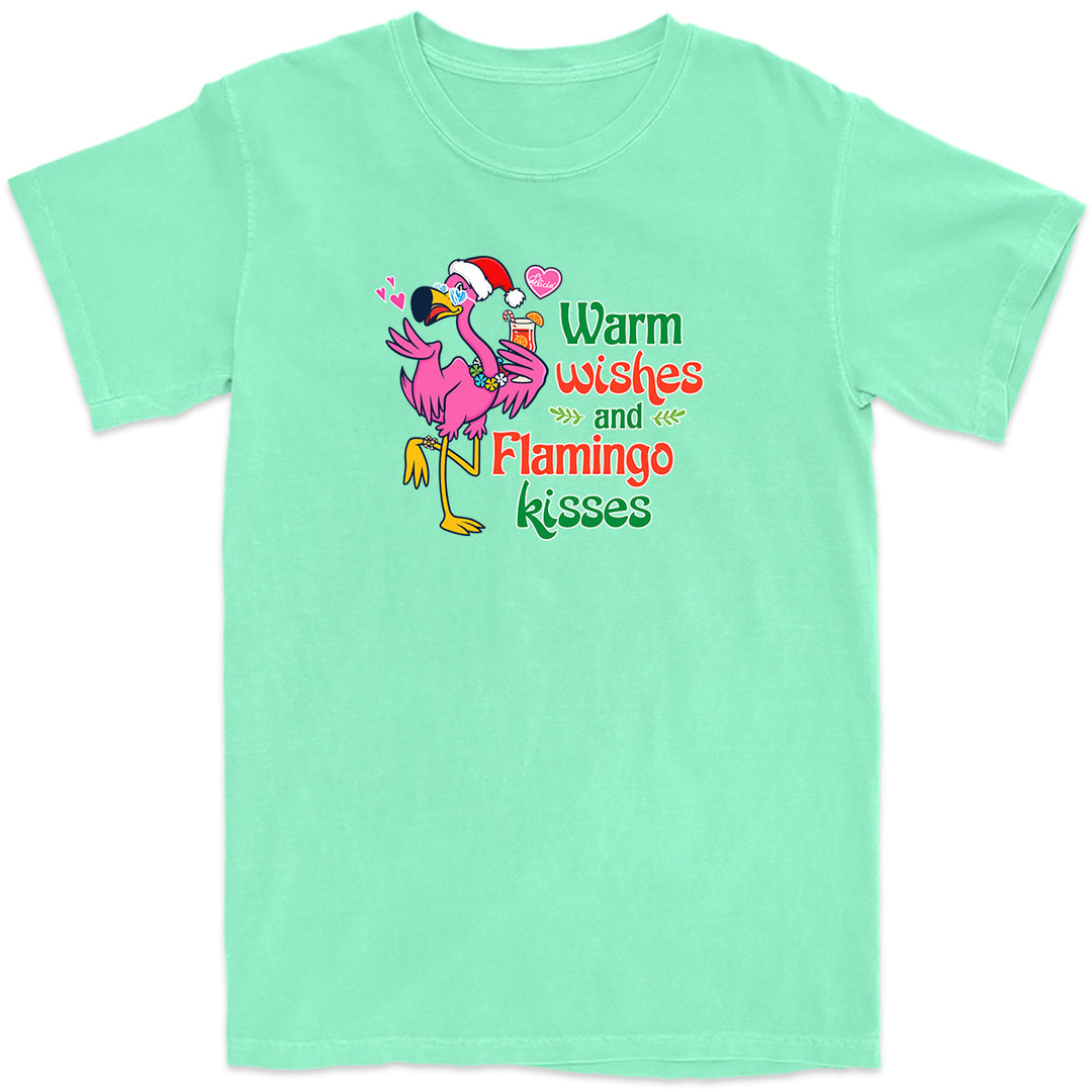 Warm Wishes and Flamingo Kisses T-Shirt Island Reef Green