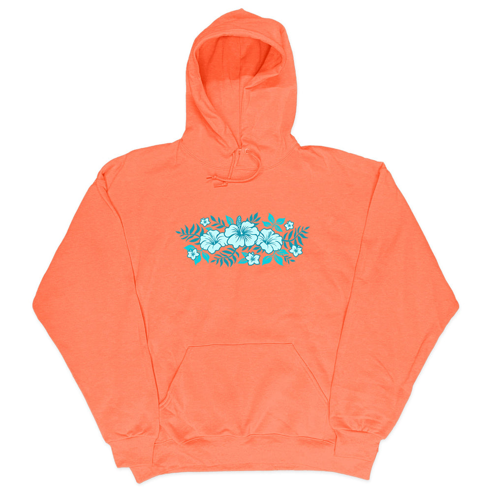 Azul Hibiscus Soft Style Pullover Hoodie Heather Coral