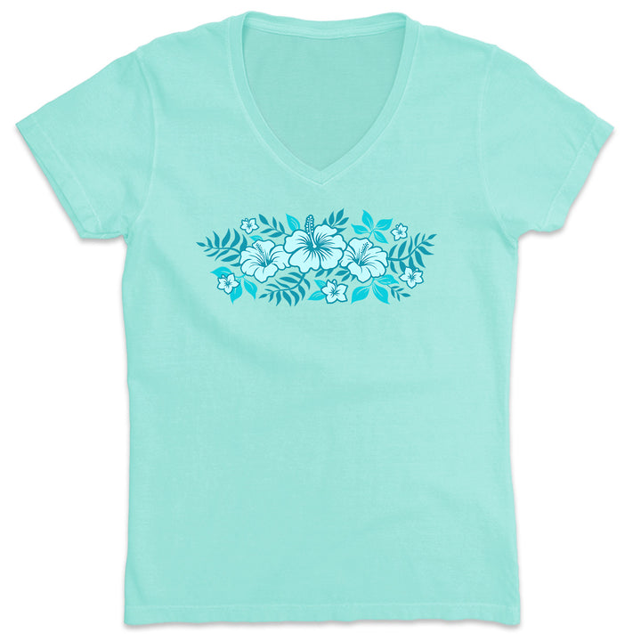 Women's Azul Hibiscus V-Neck T-Shirt Chill