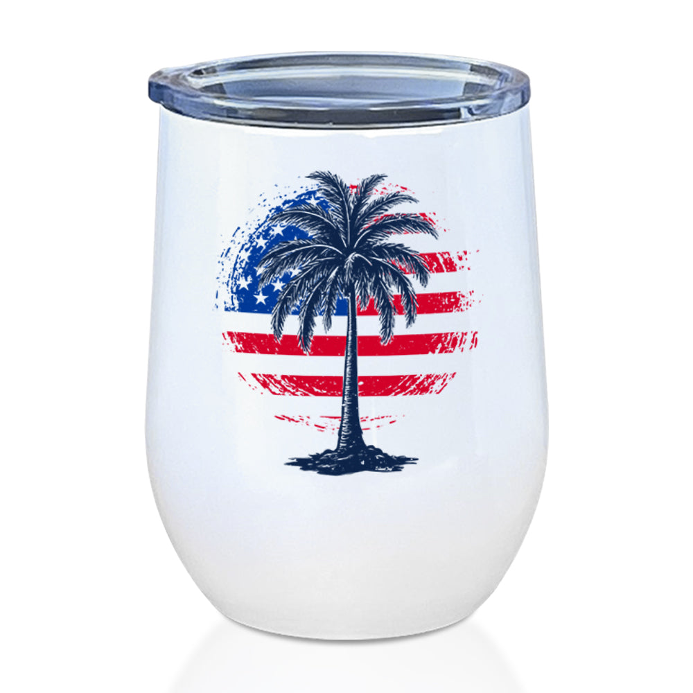 Freedom Shores Palm Tree Metal Stemless Wine Tumbler