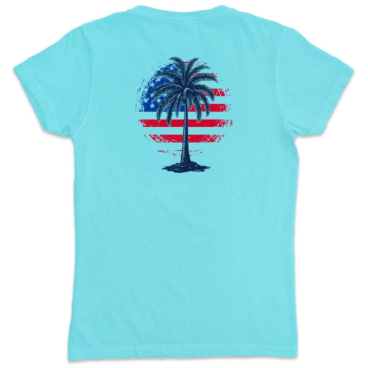 Women's Freedom Shores Palm Tree V-Neck T-Shirt