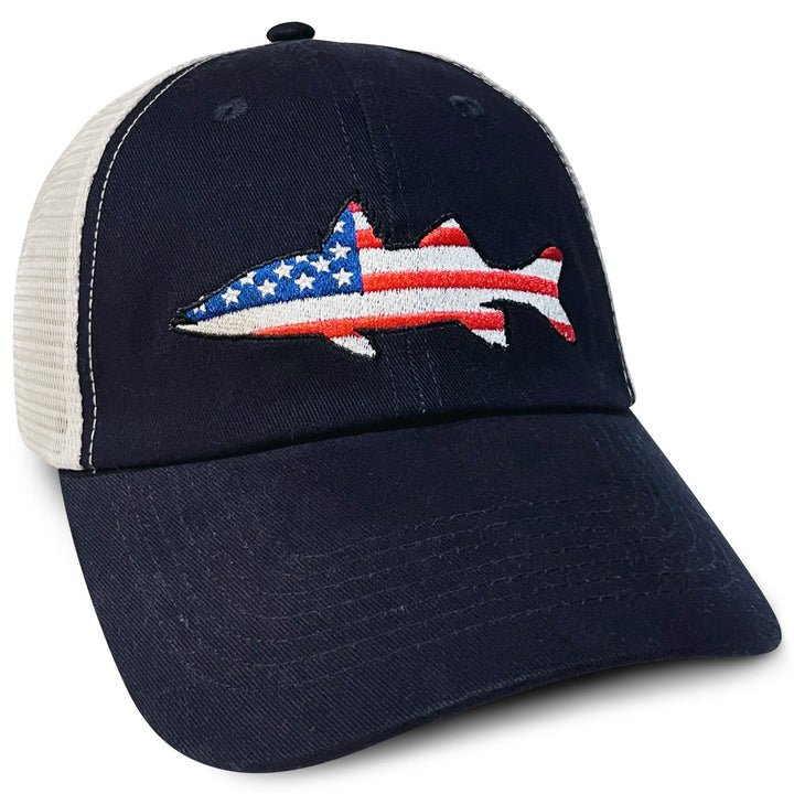 Snook USA Flag Embroidered Mesh Hat Black