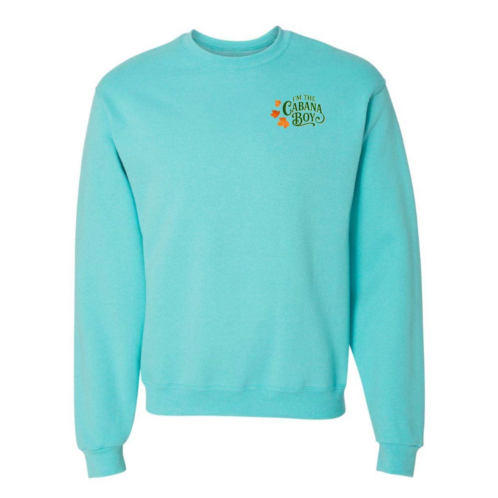 Light Blue sweatshirt with 'I'm the Cabana Boy' text on the front chest.