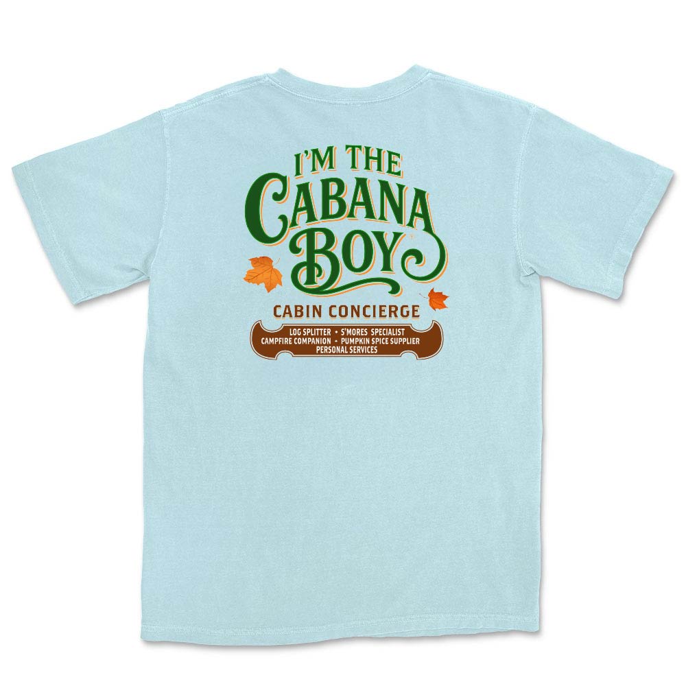 Light blue t-shirt with 'I'm the Cabana Boy' text on a white background