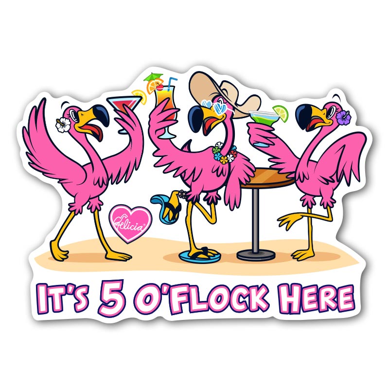 It's 5 O'Flock Here Die Cut Beach Sticker