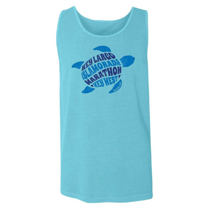 Lagoon tank top with blue turtle graphic and text reading "Key Largo, Islamorada, Marathon, Key West".