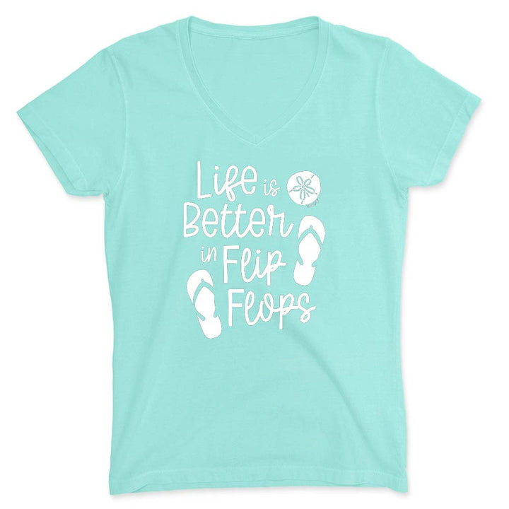 Womens T-Shirt Life Is Better In Flip Flops Chill Mint green