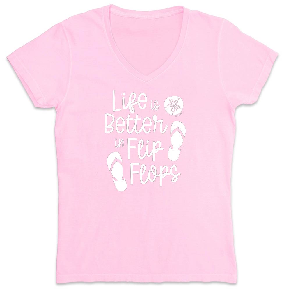 Womens T-Shirt Life Is Better In Flip Flops Light Pink
