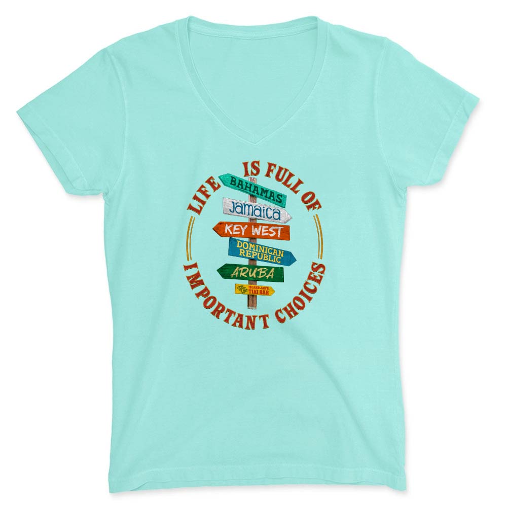 Light blue t-shirt with colorful graphic and text on a white background