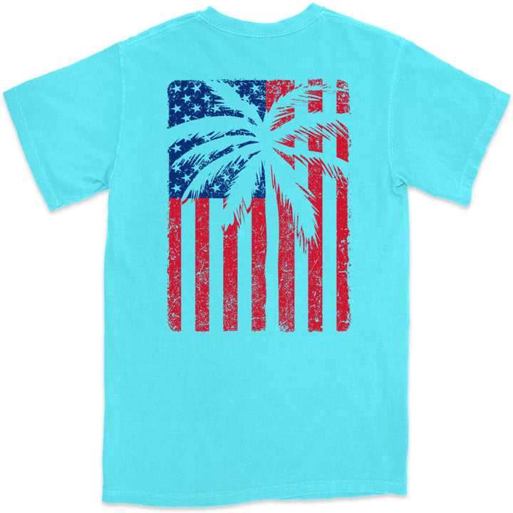 USA Flag & Palms T-Shirt Lagoon -