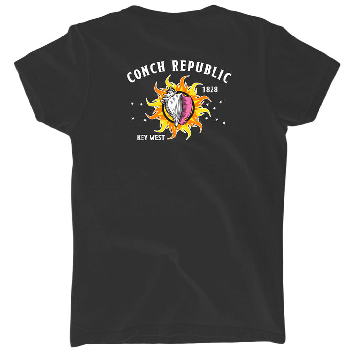 Black t-shirt with 'Conch Republic Key West 1828' design on the back