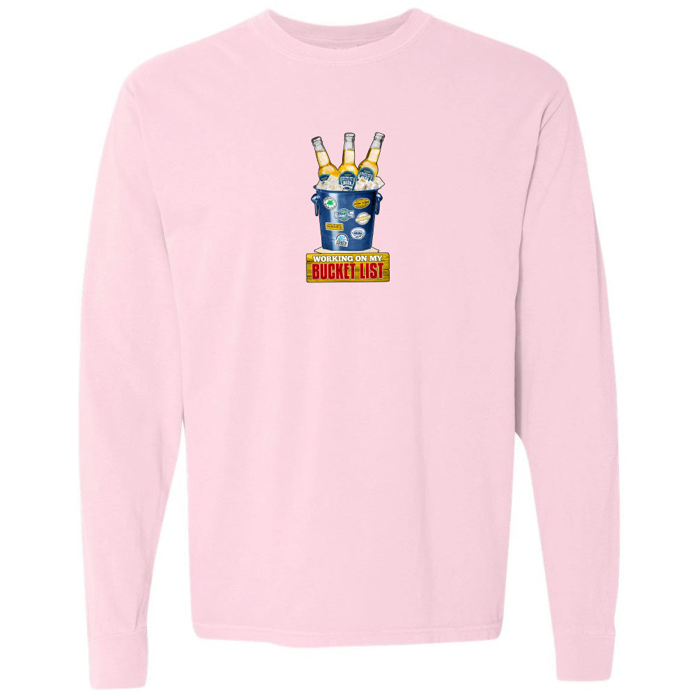 Pink sweatshirt with a graphic design on a white background