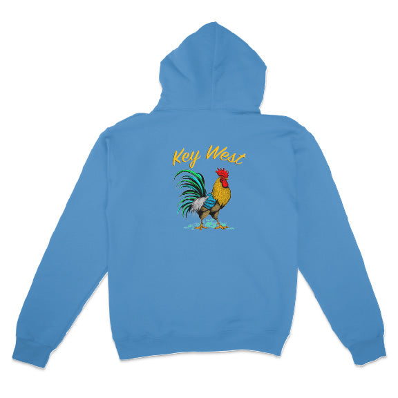 blue color Key West Rooster Hoodie