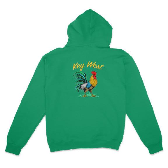 kelly green color Key West Rooster Hoodie