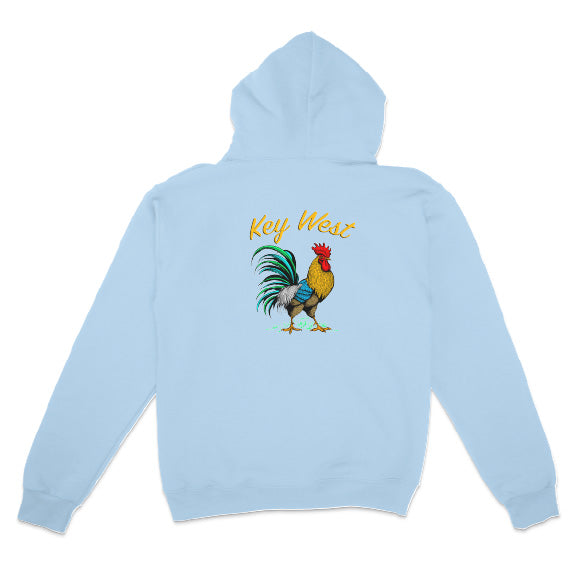 light blue color Key West Rooster Hoodie