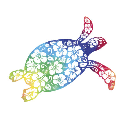 Colorful turtle silhouette with floral patterns