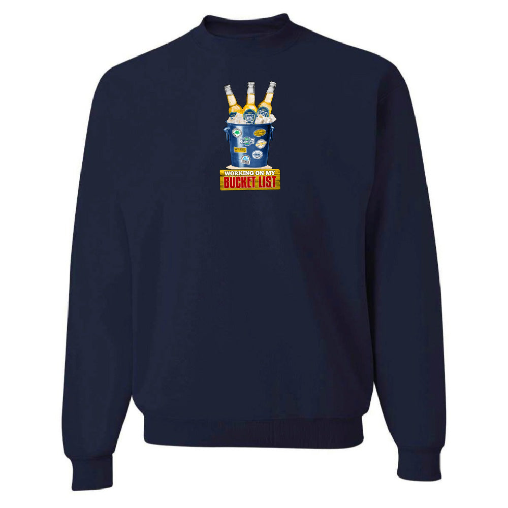 Navy blue sweatshirt with a colorful graphic design on a white background