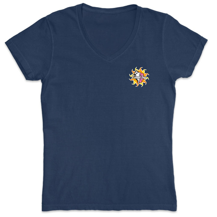 Navy blue t-shirt with a colorful graphic on the chest