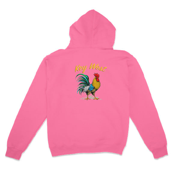 Neon Pink color Key West Rooster Hoodie