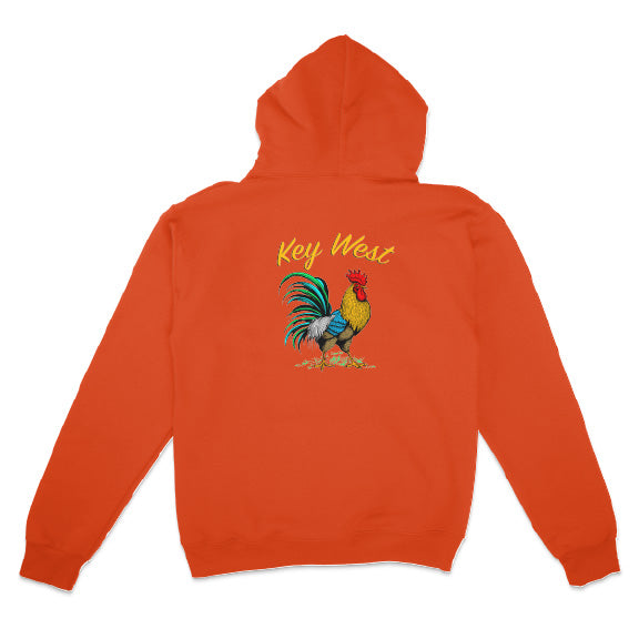 orange color Key West Rooster Hoodie
