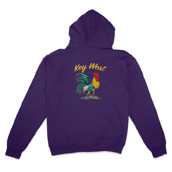 purple color Key West Rooster Hoodie