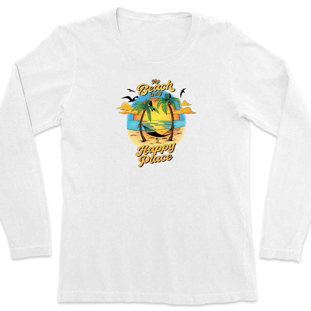 Women's The Beach Is My Happy Place Sunsets Long Sleeve T-Shirt