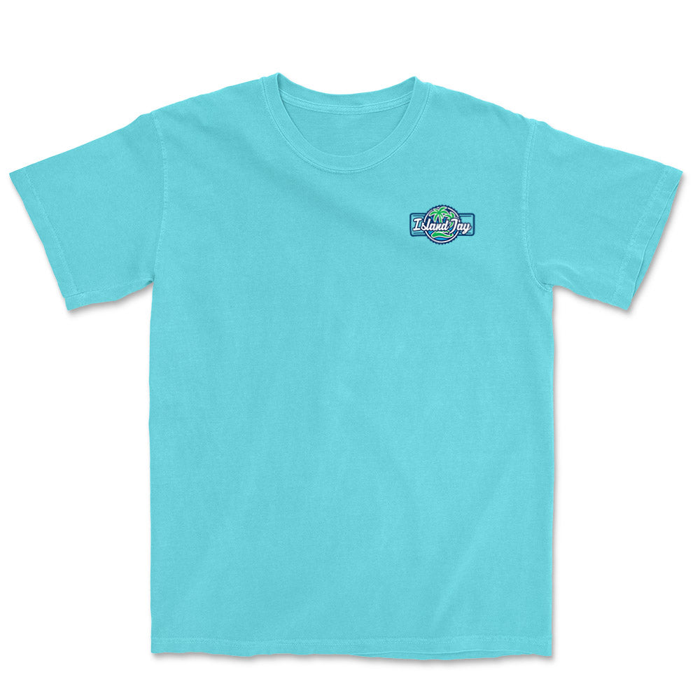 Light blue t-shirt with the Island Jay logo on the front left chest