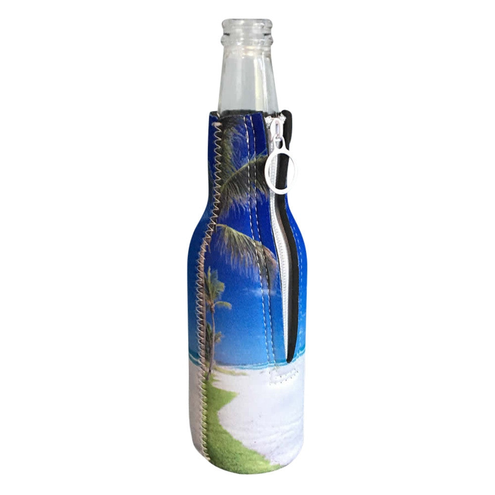 Beach Zippered Beer Bottle Cooler Sleeve