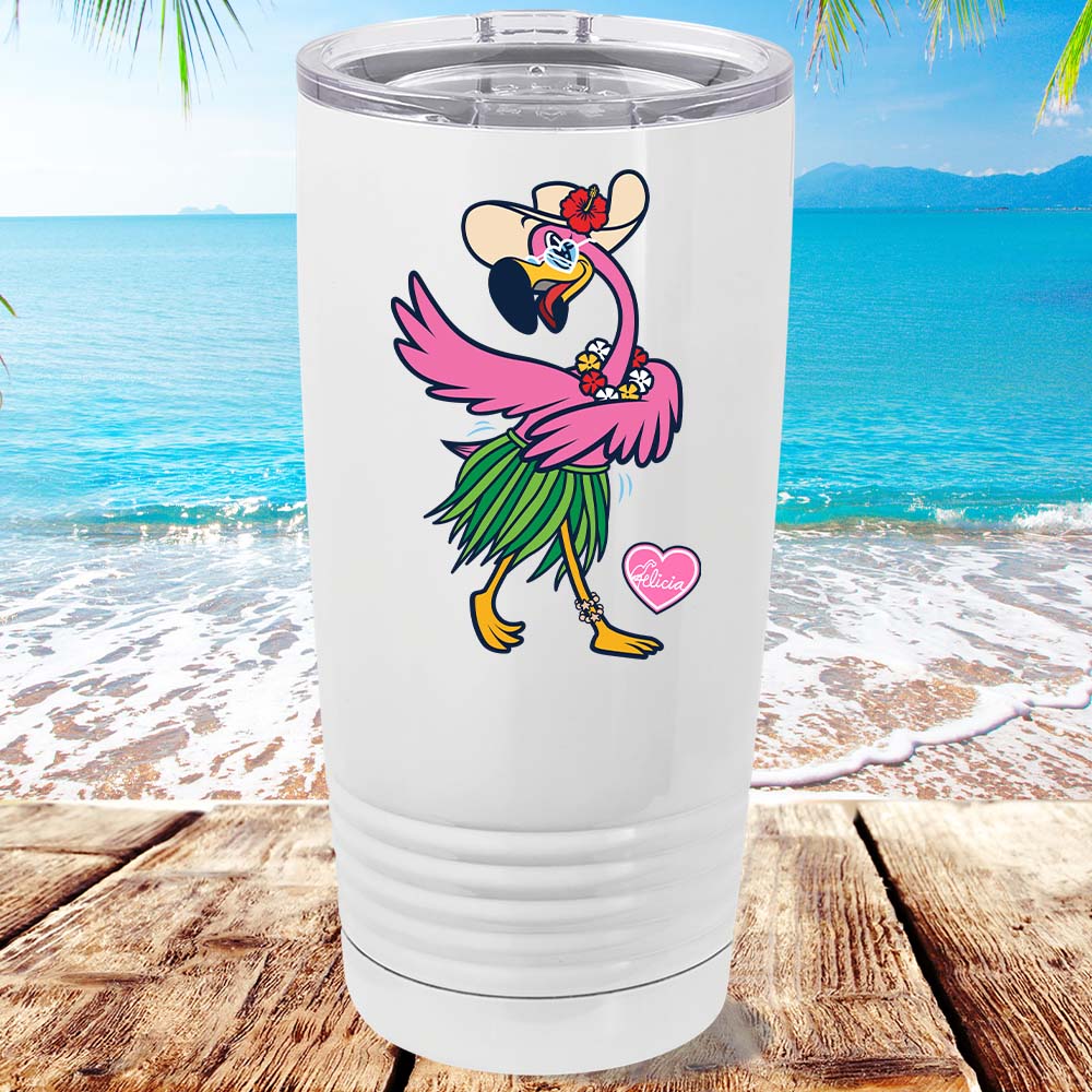 Felicia The Flamingo Hula Ways Metal Tumbler 20oz