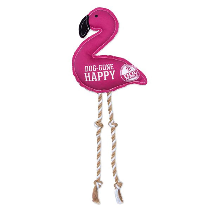 Happy - 14.75" Flamingo Rope Canvas Dog Toy