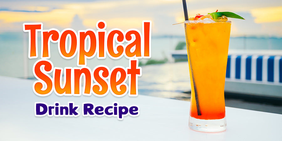 Tropical Sunset Drink Recipe made from dark rum & passion fruit