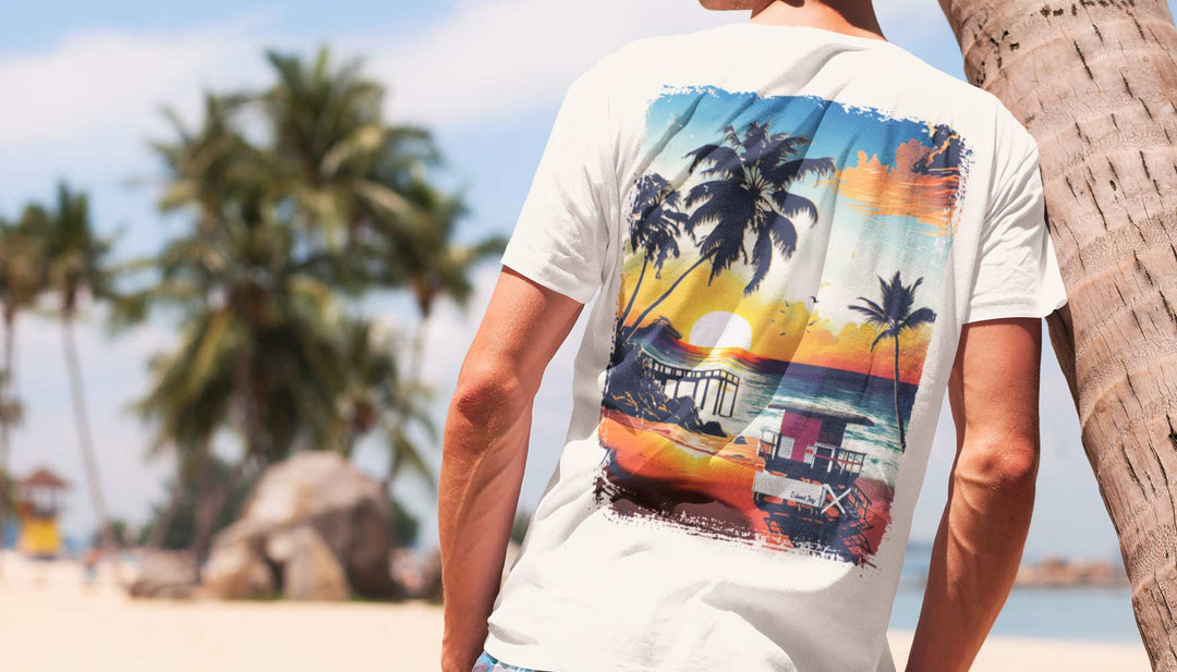 A perfect beach gift idea for men. Moments of Tranquility in Paradise T-Shirt. 