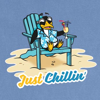 Everyone needs to be just chillin at the beach, no exceptions. Even this penguin just wants to chill and enjoy a frozen concoction.