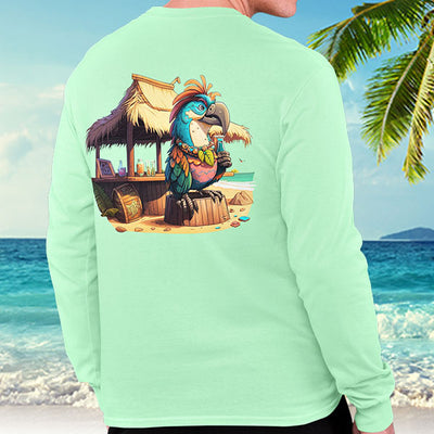 Men's Long Sleeve Beach T-Shirts with many tropical designs.