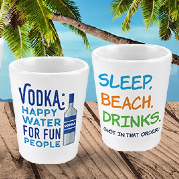 Shot Glasses with funny themes and beach themes