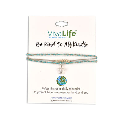 Viva Life Be Kind To All Kinds Turtle Charm Bracelet
