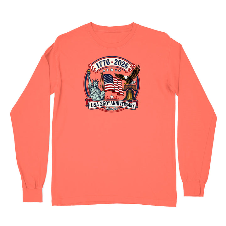 250th US Anniversary Statue Of Liberty & Eagle Long Sleeve Shirt