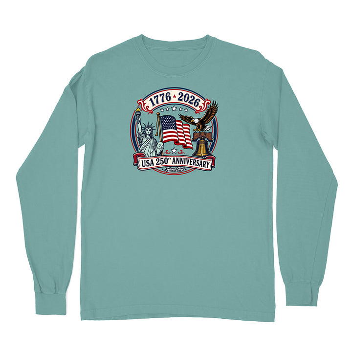 250th US Anniversary Statue Of Liberty & Eagle Long Sleeve Shirt