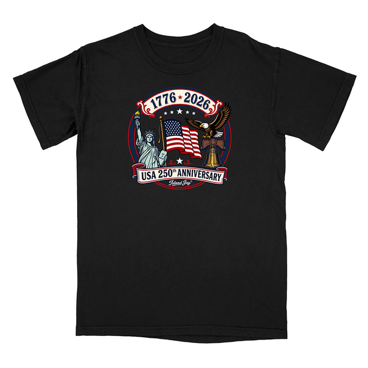 250th Patriotic design with eagle, flag and statue of liberty