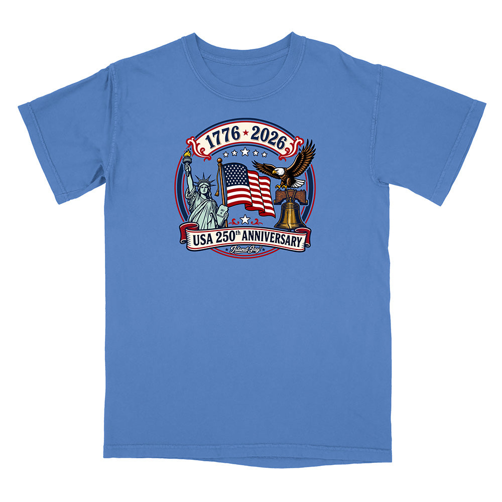250th Patriotic design with eagle, flag and statue of liberty