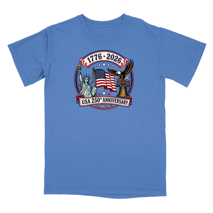 250th Patriotic design with eagle, flag and statue of liberty