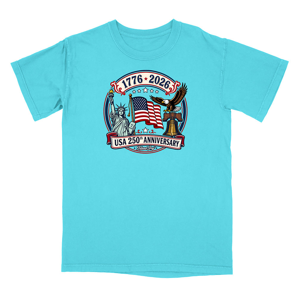 250th Patriotic design with eagle, flag and statue of liberty